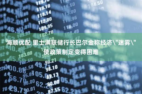 海顺优配 里士满联储行长巴尔金称经济＂迷雾＂使政策制定变得困难